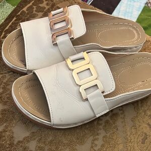 Elegant Cream Slide Sandals
